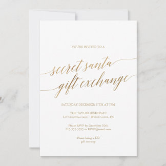 Invitation Elégant or calligraphie Secret Père Noël