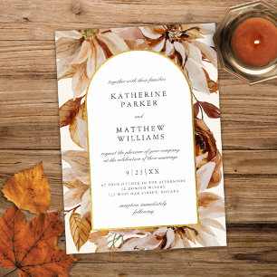 Invitation Elégant or chute d'aquarelle Mariage floral
