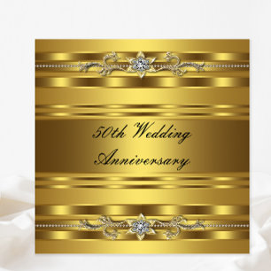 Invitation Élégant Or Doré 50e Anniversaire de Mariage
