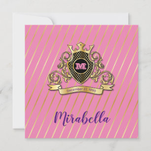 Invitation Elégant or et rose Monagram Conception