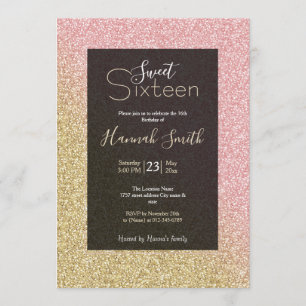 Invitation Élégant or et Rose Parties scintillant or étincell