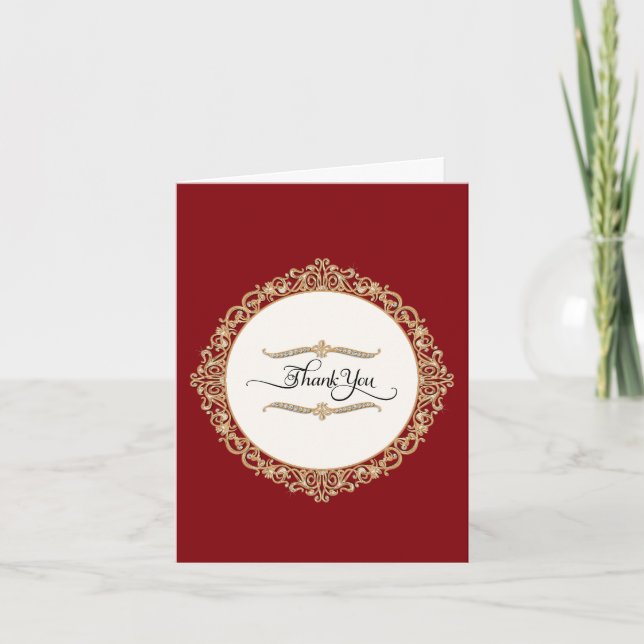 Invitation Élégant or Formal Calligraphie Script Merci (Devant)