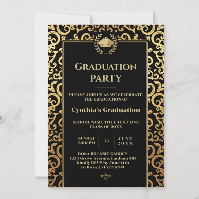 Invitation Elégant or Frame Graduation Party (Devant)