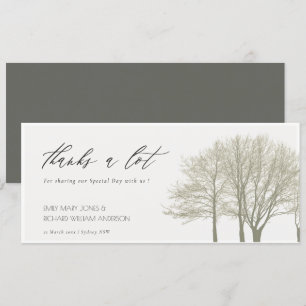 INVITATION ÉLÉGANT OR GRIS AUTOMNE ARBRES MERCI