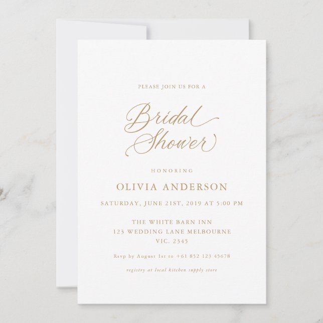 Invitation Élégant Or Moderne Script Calligraphie (Devant)