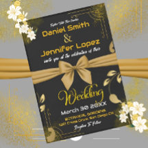 Elégant or & noir avec Mariage floral blanc