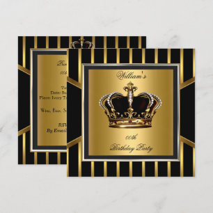 Invitation Elégant or noir bracelet Hommes Anniversaire Couro