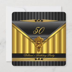 Invitation Elegant Or Noir Métal Verrou Fête d'anniversaire 2