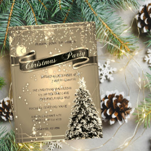 Invitation Elegant Or, Société de l'Arbre de NoëlFête de Noël