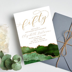 Invitation Élégant Or Vert 50e Anniversaire Sophistiqué