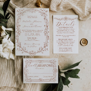 Invitation Élégant Orange Brûlé Terracotta Bohème Chic Mariag