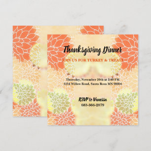 Invitation Elégant Orange Chute Floral Thanksgiving