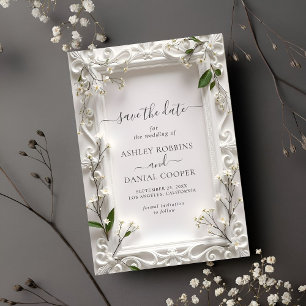Invitation Élégant Orné floral Feuilles Vertes Sauvegarder La