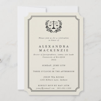 Invitation Elégant Oyster JD Law School Graduation