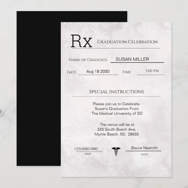 Invitation Élégant Pad de prescription Médicale (Devant / Derrière)