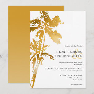 Invitation Elégant Palm Trees Gold Tropical