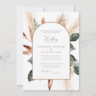 Invitation Élégant Pampas Sage Géométrique Mariage