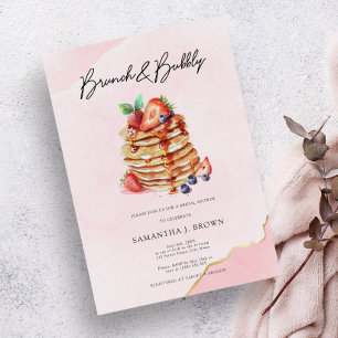 Invitation Elégant Pancakes Rose Bridal Brunch Douche