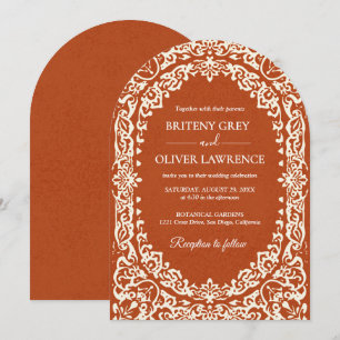 Invitation Élégant Papel Picado en Terracotta pour Mariage Me