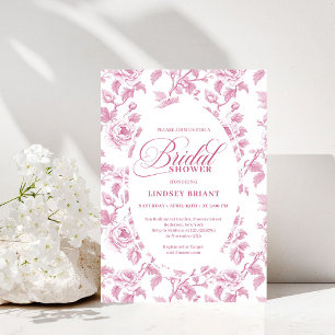 Invitation Élégant papier toile français Roses Rose Fête de M