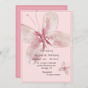 Invitation Elégant Papillon d'aquarelle rose mauve
