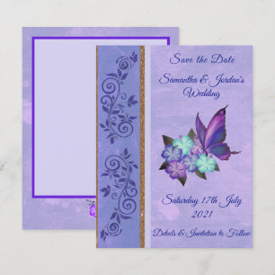 Invitation Élégant Papillon Violet & Hibiscus Enregistrer La 