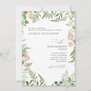 Invitation Élégant Parents de mariées d'Eucalyptus Floral Ros