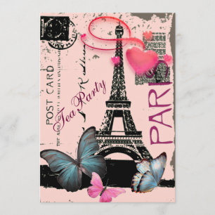 Invitation élégant paris eiffel tower mariage vintage