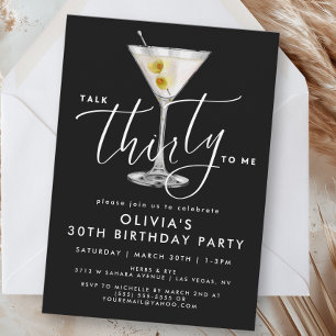 Invitation Élégant « Parle-moi de trente » Martini 30 ans