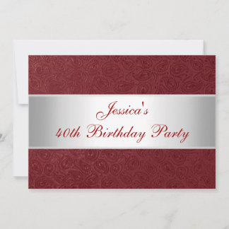 Invitation Élégant Parti blanc de la Paisley rouge foncée à l