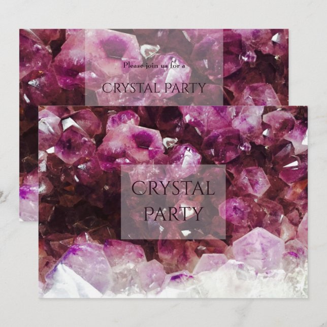 Invitation Élégant parti de cristal d'Améthyste (Devant / Derrière)