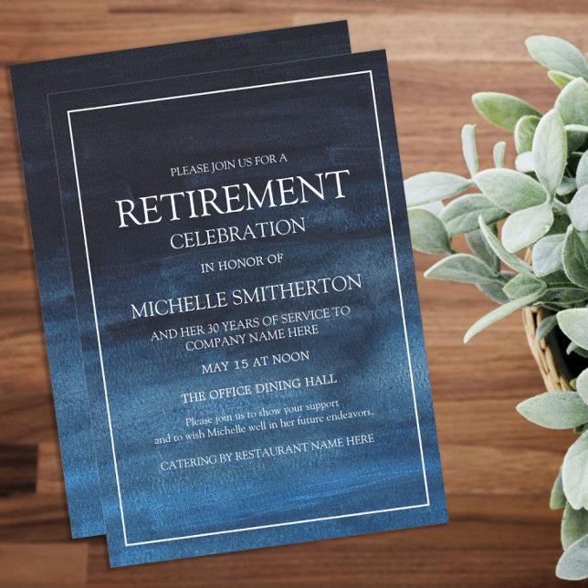 Invitation Élégant Parti de retraite bleu blanc de la marine (Navy blue retirement party invitation)