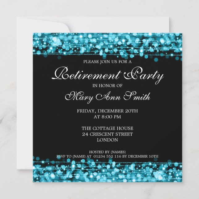 Invitation Élégant parti de retraite, des éclaboussures turqu (Devant)