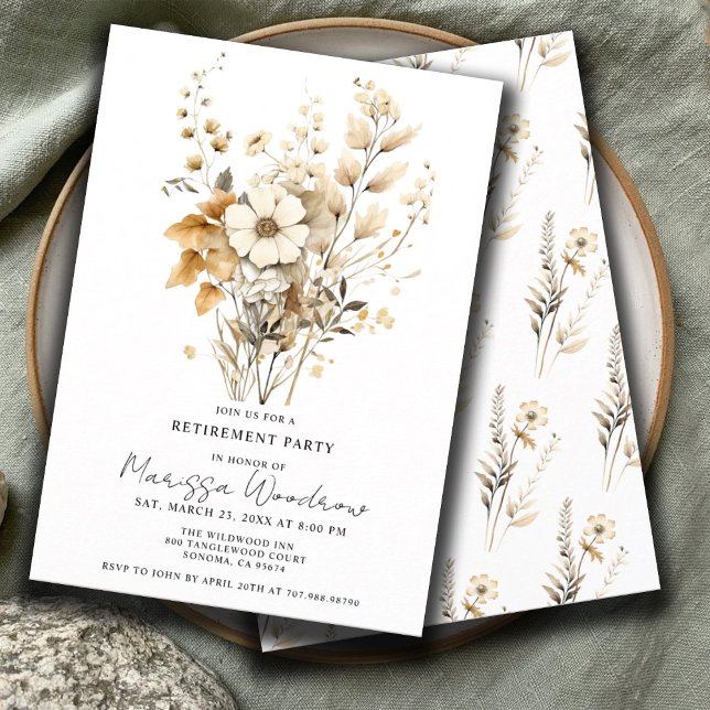 Invitation Élégant parti de retraite Fleur sauvage Floral (Créateur téléchargé)
