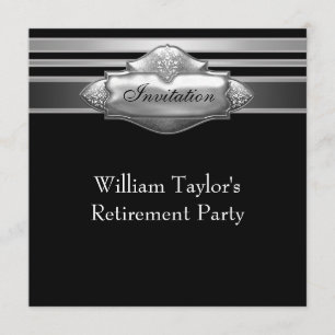 Invitation Élégant parti de retraite Grey et Black Mans