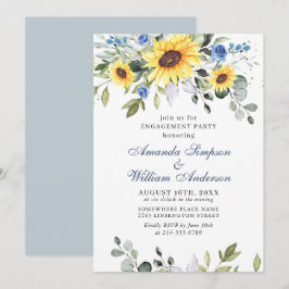 Invitation Élégant PARTI D'ENGAGEMENT Eucalyptus tournesol