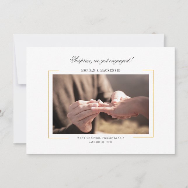 Invitation Élégant Parti d'engagement photo moderne (Devant)