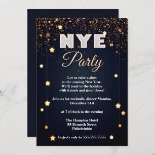 Invitation Élégant parti NYE Confetti