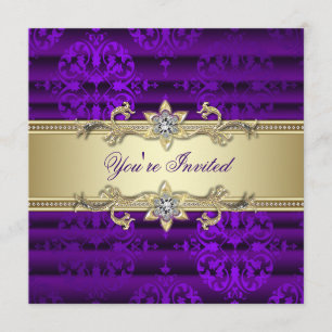 Invitation Élégant parti Purple and Gold