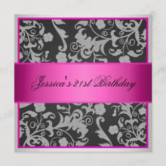 Invitation Élégant parti Rose d'argent noir gris rose
