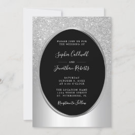 Invitation Élégant Parties scintillant d'argent tout en un Ma