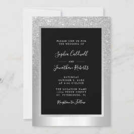 Invitation Élégant Parties scintillant d'argent tout en un Ma