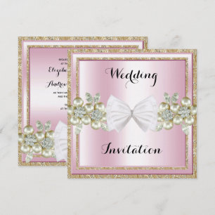 Invitation Élégant Parties scintillant de Mariage de Bow Sequ