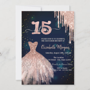 Invitation Élégant Parties scintillant Drips habiller Marine