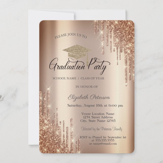 Invitation Elégant Parties scintillant Drives, Grad Casquette (Devant)