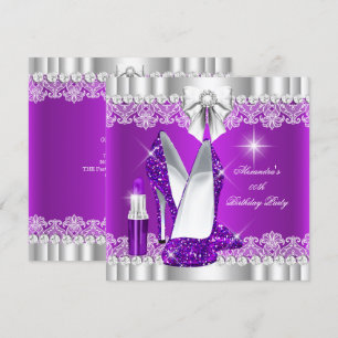 Invitation Élégant Parties scintillant Glamour violet Hi Heel