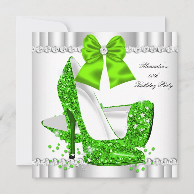 Invitation Élégant Parties scintillant Lime Glamor Haut talon (Devant)