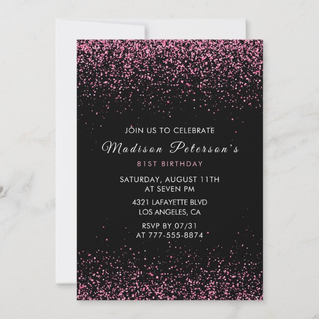 Invitation Elégant Parties scintillant rose Glam 81e annivers (Devant)