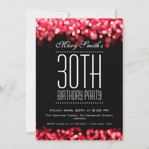 Invitation Elegant Party Invite Sparkling Lights Red