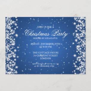 Invitation Élégant Party Sparkle Blue
